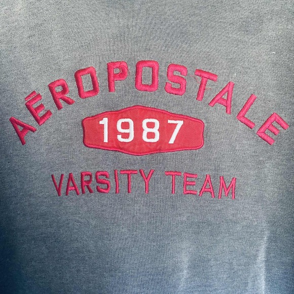 Aeropostale Mens L Dark Gray Hoodie Embroidered Logo Y2K 2000's Streetwear - Picture 6 of 7